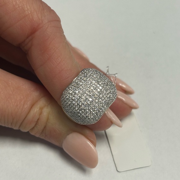 ‎‏Suzy Levian Yellow Sterling Silver White CZ Pave Ring NWT - Picture 2 of 5